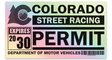 Colorado Holographic Street Racing Permit